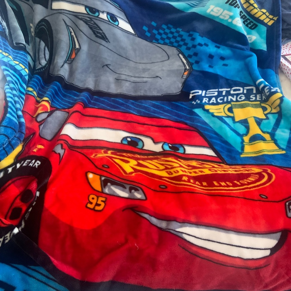 Cars throw blanket and mini backpack
